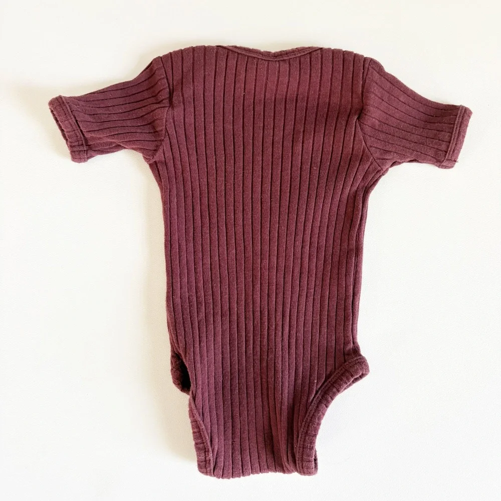 Kate Quinn Baby Girls Bundle Ribbed Organic Cotton Kimono Bodysuit Set Plum 0-3M